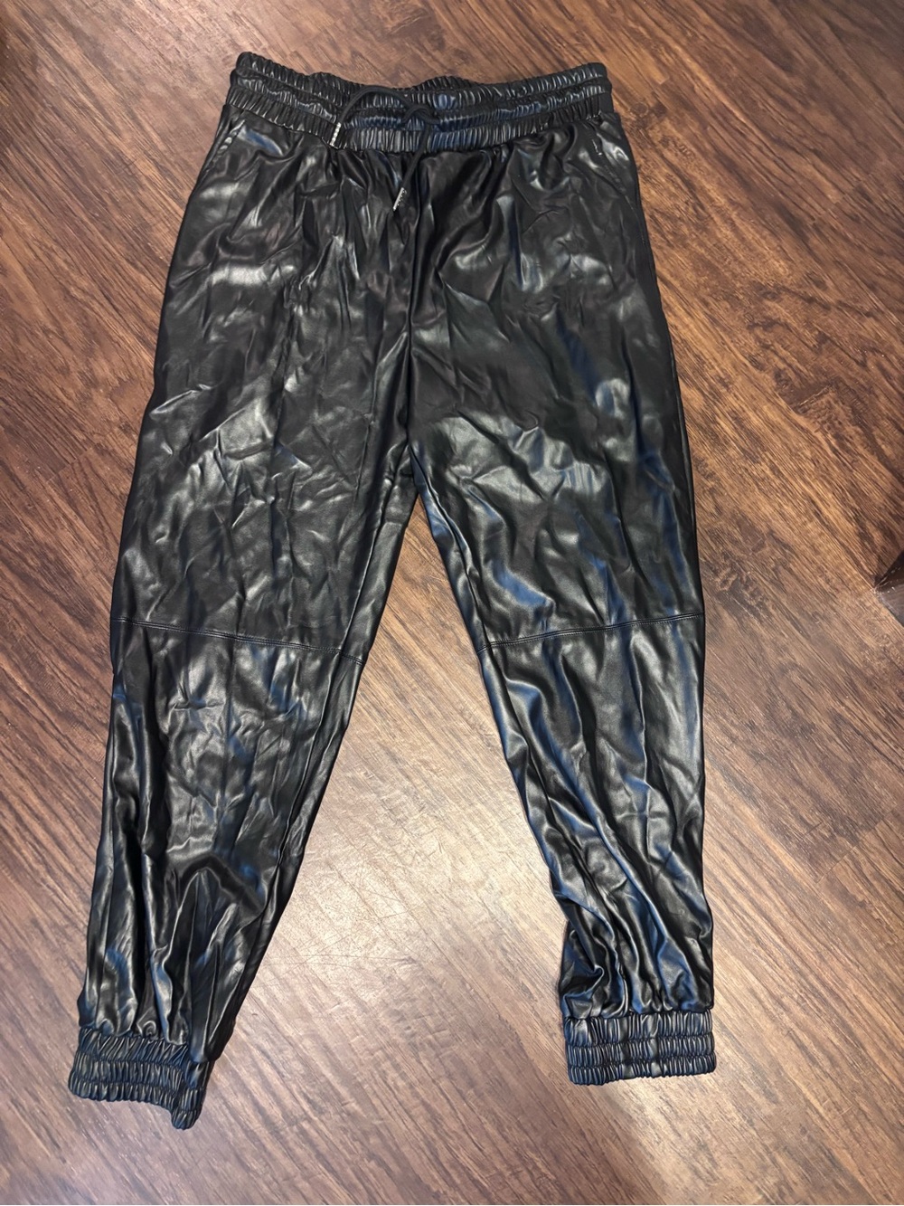 Women’s Black Faux Leather Jogger Pants - Stylish Track Joggers